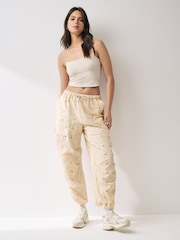 Stone 100% Cotton Broderie Cargo Trousers - Image 2 of 5