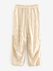 Stone 100% Cotton Broderie Cargo Trousers - Image 4 of 5