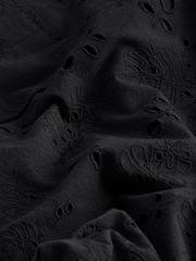 Black 100% Cotton Broderie Cargo Trousers - Image 8 of 8