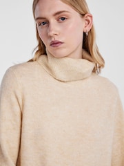 PIECES Cream Roll Neck Knitted Midi Jumper Dress - Image 4 of 5