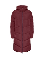 Red Padded Hooded Longline Coat - Image 5 of 5