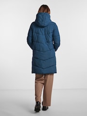 Blue Padded Hooded Longline Coat - Image 2 of 6