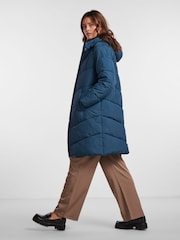 Blue Padded Hooded Longline Coat - Image 4 of 6