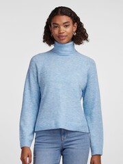 PIECES Blue Roll Neck Soft Touch Knitted Jumper - Image 1 of 5