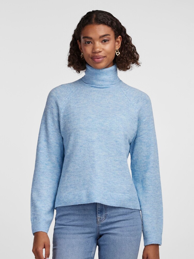 PIECES Blue Roll Neck Soft Touch Knitted Jumper - Image 1 of 5