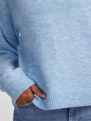 PIECES Blue Roll Neck Soft Touch Knitted Jumper - Image 4 of 5