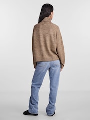 PIECES Brown Roll Neck Soft Touch Knitted Jumper - Image 2 of 5