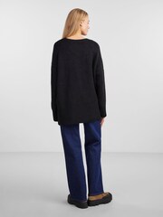 PIECES Black Oversized Round Neck Longline Jumper - Image 2 of 5
