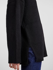 PIECES Black Oversized Round Neck Longline Jumper - Image 4 of 5