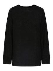 PIECES Black Oversized Round Neck Longline Jumper - Image 5 of 5