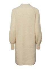 PIECES Cream High Neck Knitted Balloon Sleeve Jumper Dress - Image 5 of 5
