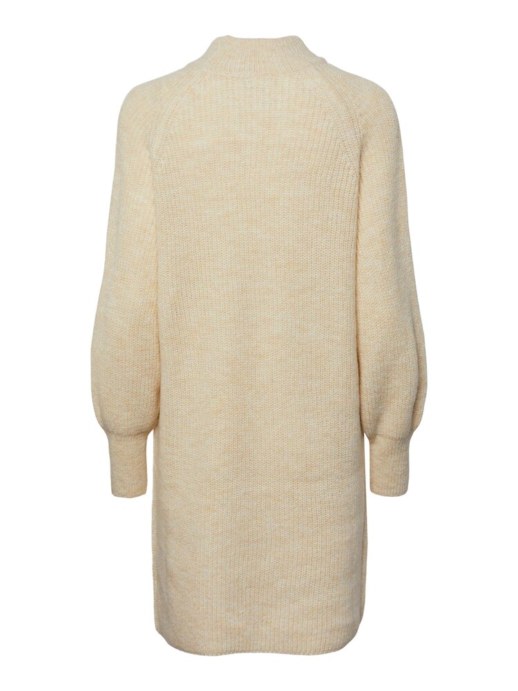 PIECES Cream High Neck Knitted Balloon Sleeve Jumper Dress - Image 5 of 5