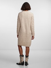 PIECES Cream Chunky Cable Knitted Jumper Dress - Image 2 of 5