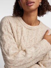 PIECES Cream Chunky Cable Knitted Jumper Dress - Image 4 of 5