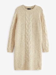 PIECES Cream Chunky Cable Knitted Jumper Dress - Image 5 of 5