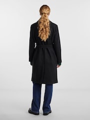 PIECES Black Tie Waist Button Up Smart Coat - Image 2 of 6