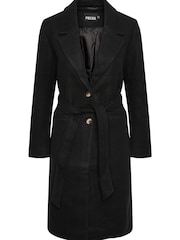 PIECES Black Tie Waist Button Up Smart Coat - Image 5 of 6