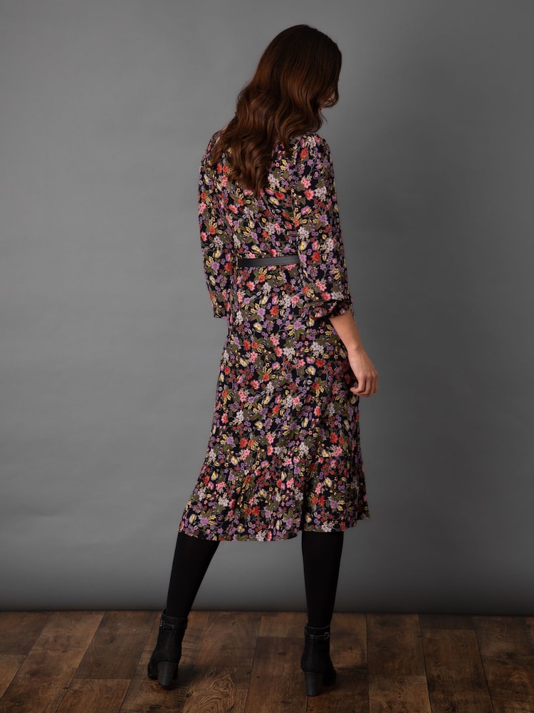 Lakeland Clothing Blue Lala Button Through Floral Midi Dress - Image 2 of 9