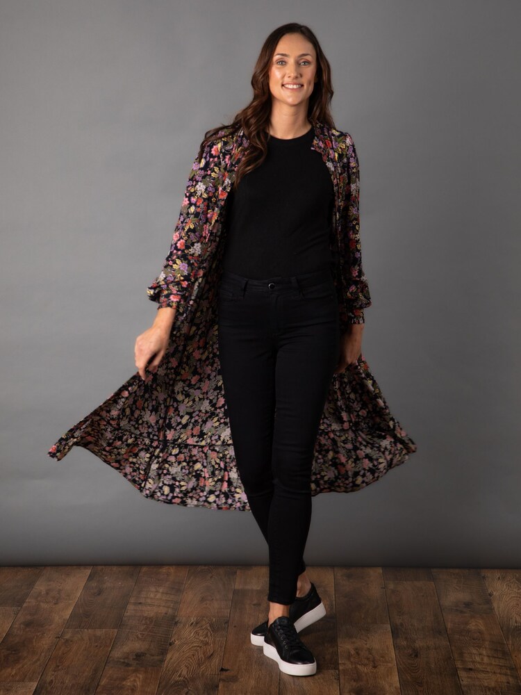Lakeland Clothing Blue Lala Button Through Floral Midi Dress - Image 5 of 9