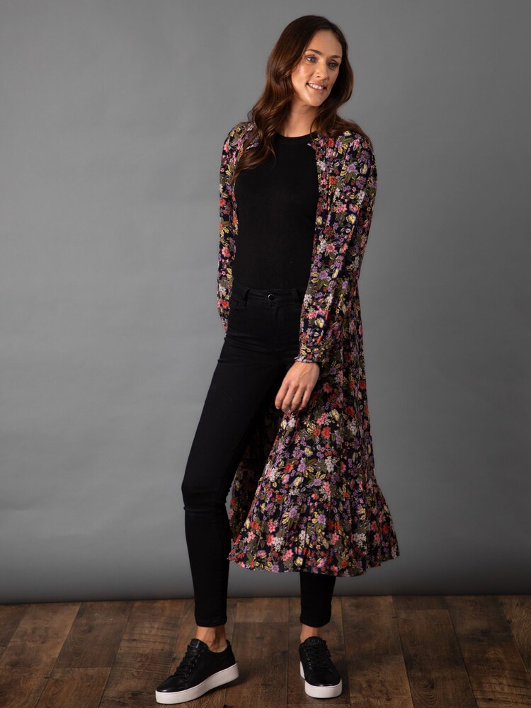 Lakeland Clothing Blue Lala Button Through Floral Midi Dress - Image 6 of 9