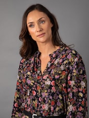 Lakeland Clothing Blue Lala Button Through Floral Midi Dress - Image 7 of 9