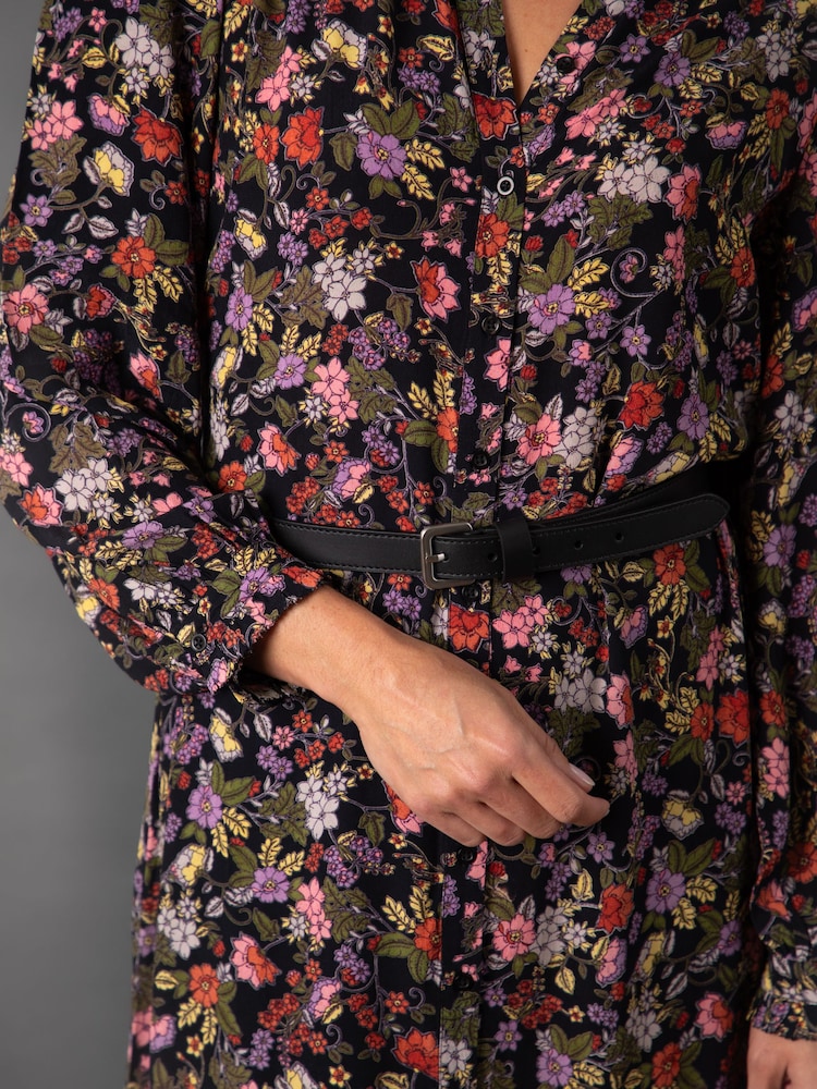 Lakeland Clothing Blue Lala Button Through Floral Midi Dress - Image 9 of 9