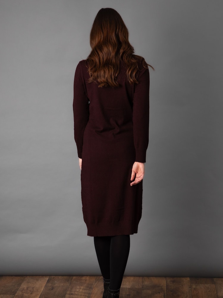 Lakeland Leather Red Crisi Knitted Midi Dress - Image 2 of 5