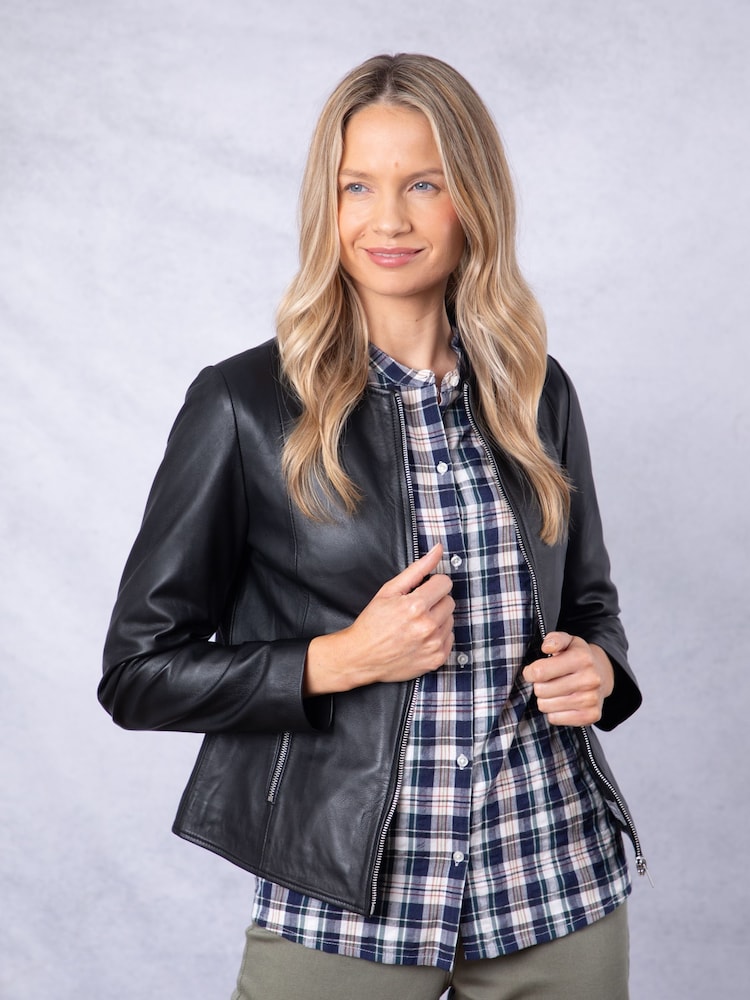 Lakeland Leather Black Crosby Collarless Leather Jacket - Image 1 of 9