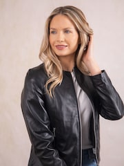 Lakeland Leather Black Crosby Collarless Leather Jacket - Image 2 of 9