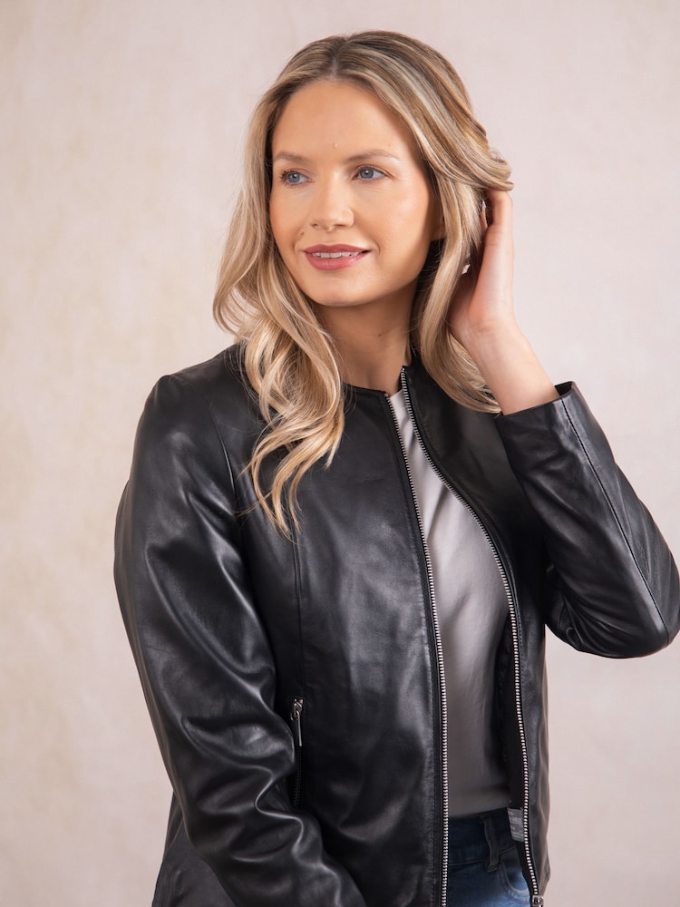 Negro - Lakeland Leather Crosby Collarless Leather Jacket - Imagen 2 de 9 Negro - Lakeland Leather Crosby Collarless Leather Jacket - Imagen 2 de 9
