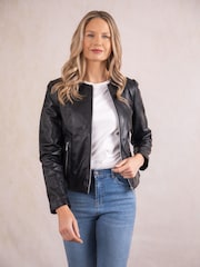 Lakeland Leather Black Crosby Collarless Leather Jacket - Image 4 of 9