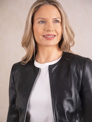 Lakeland Leather Black Crosby Collarless Leather Jacket - Image 6 of 9