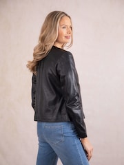 Lakeland Leather Black Crosby Collarless Leather Jacket - Image 7 of 9
