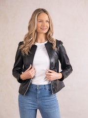 Lakeland Leather Black Crosby Collarless Leather Jacket - Image 9 of 9