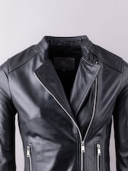 Lakeland Leather Black Wetherlam Leather Biker Jacket - Image 7 of 9