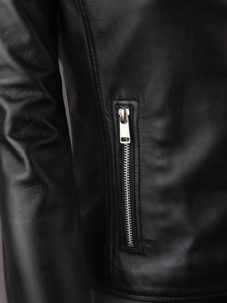 Lakeland Leather Black Wetherlam Leather Biker Jacket - Image 9 of 9