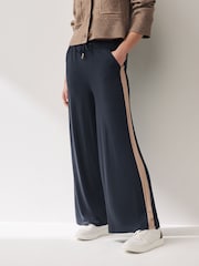 Navy Jersey Wide Leg Trousers - Image 1 of 6