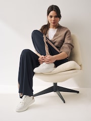 Navy Jersey Wide Leg Trousers - Image 2 of 6