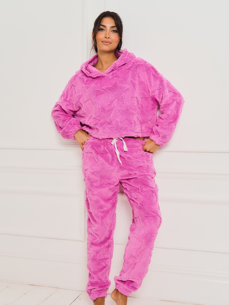 Jim Jam the Label Pink Star Fleece Twosie Pyjama Set - Image 1 of 9