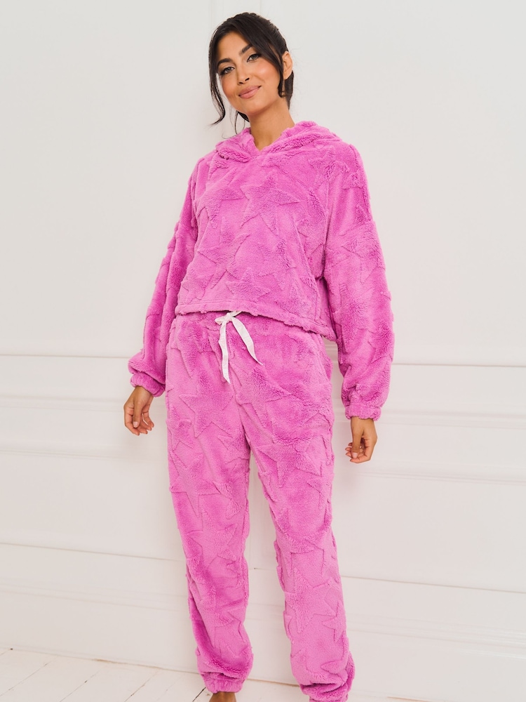 Jim Jam the Label Pink Star Fleece Twosie Pyjama Set - Image 2 of 9