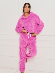 Jim Jam the Label Pink Star Fleece Twosie Pyjama Set - Image 3 of 9