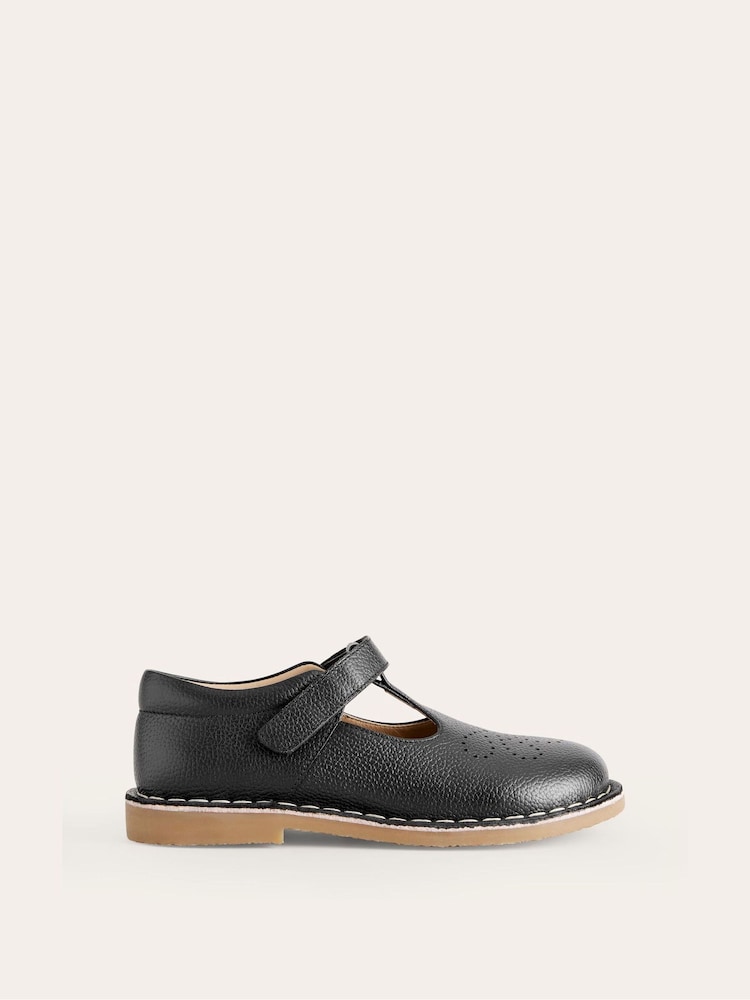 Boden Black Leather T-Bar School Shoes - Image 2 of 4