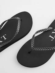 Black Pearlised Plaited Flip Flops - Image 5 of 5