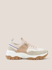 White Stuff Cream Chunky Suede Mix Trainers - Image 1 of 4
