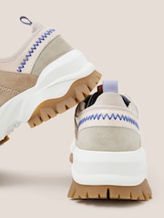 White Stuff Cream Chunky Suede Mix Trainers - Image 4 of 4