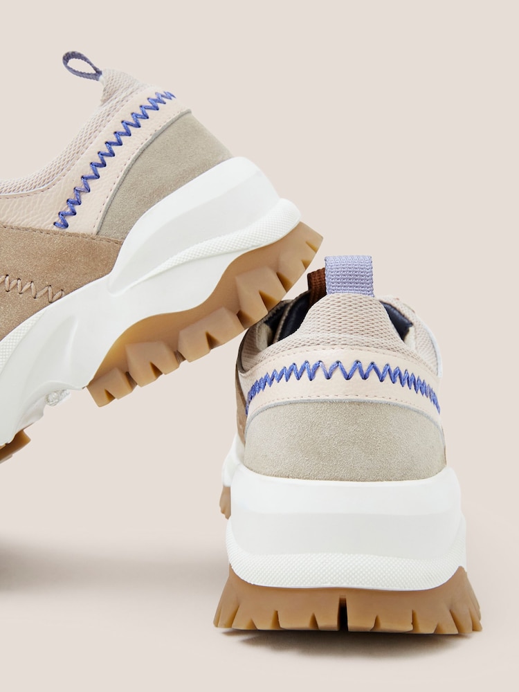 White Stuff Cream Chunky Suede Mix Trainers - Image 4 of 4