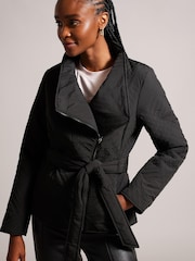 Ted Baker Black Rosemia Padded Short Wrap Coat - Image 1 of 6