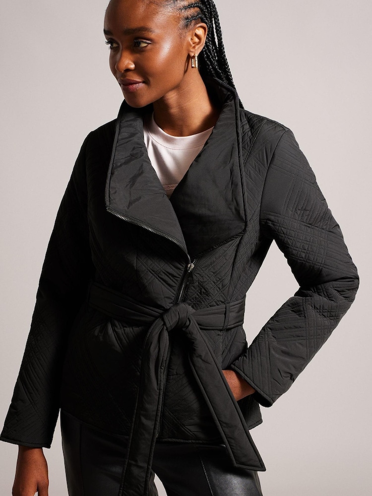 Ted Baker Black Rosemia Padded Short Wrap Coat - Image 1 of 6