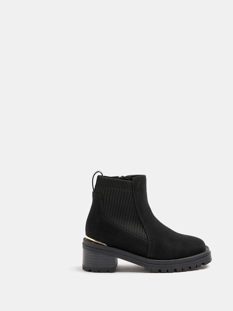 River Island Black Sock Heeled Boots - Image 1 of 4 River Island Black Sock Heeled Boots - Image 1 of 4