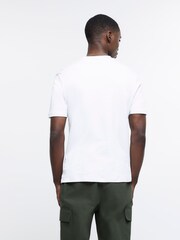 River Island White Slim Fit 100% Cotton Studio Heavyweight T-Shirt - Image 2 of 6